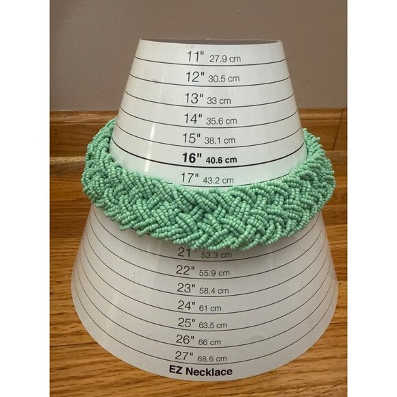 Charming Charlie Mint Green Beaded Braided Necklace Adjustable Length - Picture 2 of 4